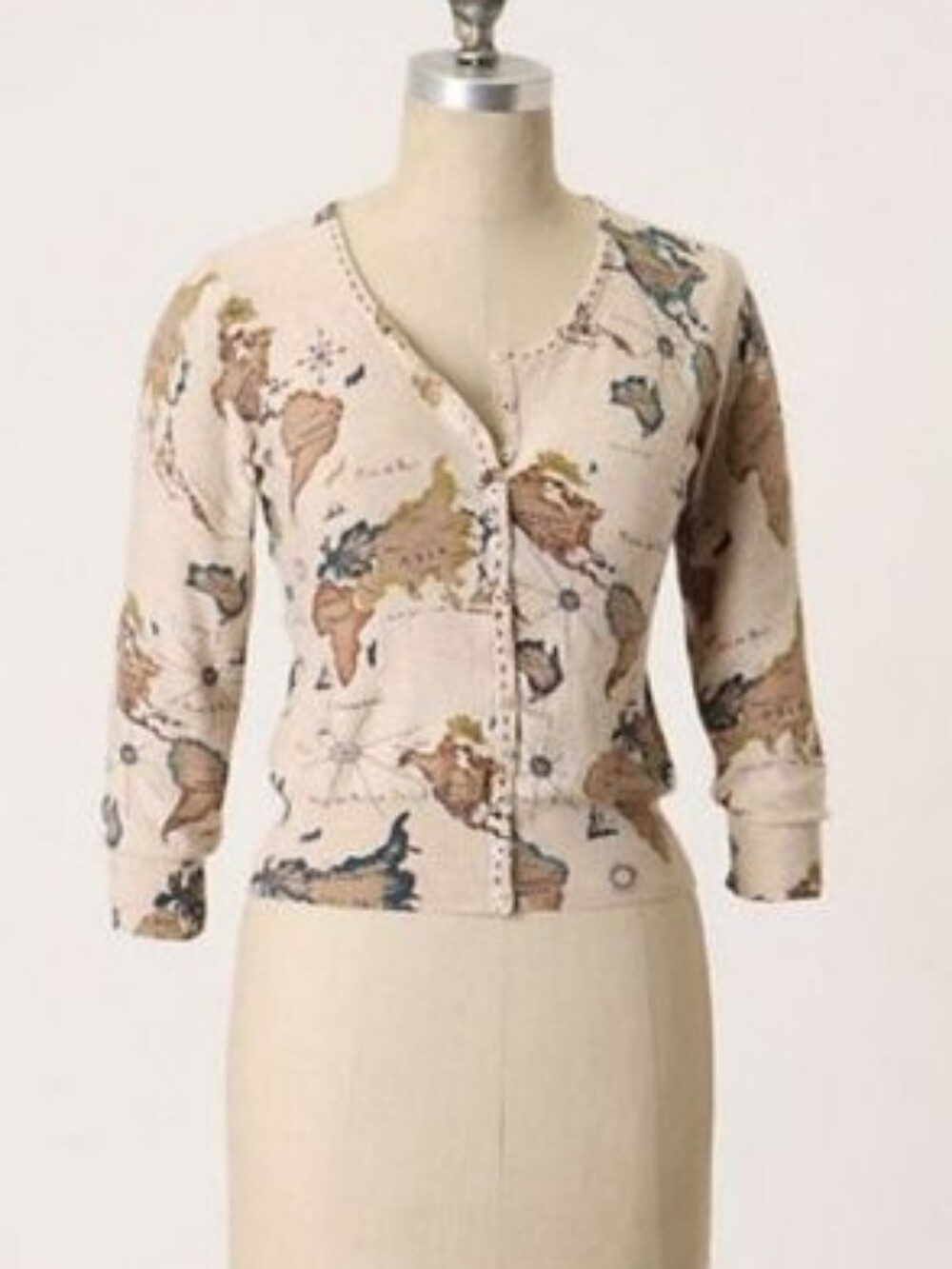 Anthropologie Guinevere Cartography Map Cardigan Small S